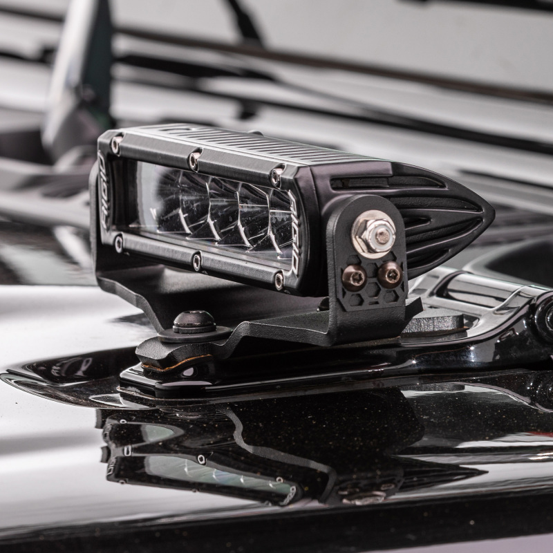 Jeep Wrangler JL Light Mounts - Hood - Go Rhino - Single Row LED Bar Mount - Textured Black - `18-`20